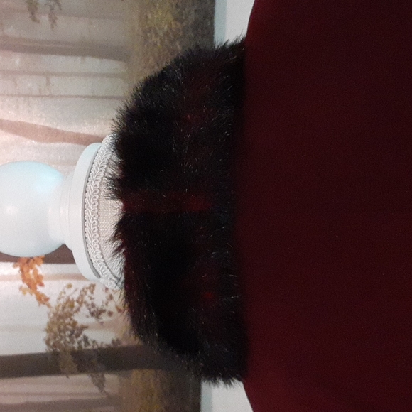 Lined Faux Fur and Decorative Buttons Wine Jacket (Plaza South) - Picture 9 of 13